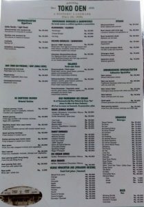 Menu dan harga makanan di Toko Oen di Kota Malang
