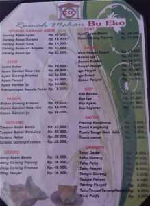Menu Rumah Makan Bu Eko Spesialis Garang Asem