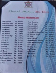 Menu Rumah Makan Bu Eko Spesialis Garang Asem