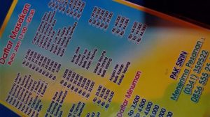 Menu Warung Masakan Cina Halal Jalan Merapi Malang 